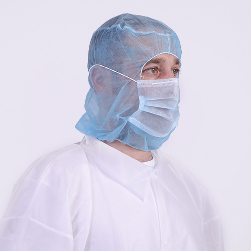 Disposable non-woven astronaut cap head cover with mask and elastic
