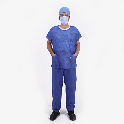 Scrub suit elastic at waist of the pant