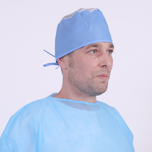 Disposable Non-Woven surgeon cap with ties at back