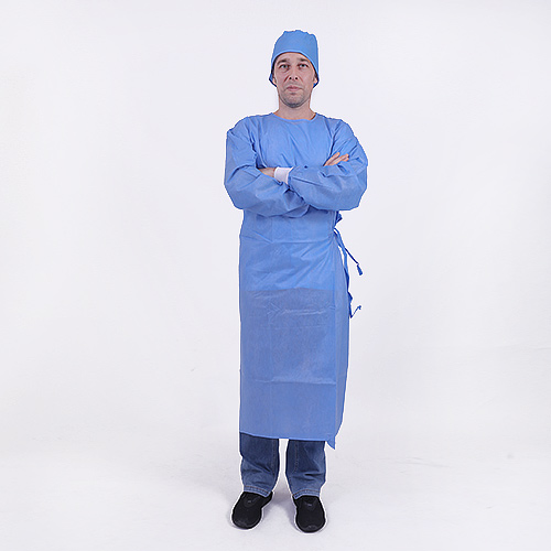 SMS disposable surgery gown with knitted cuffs long sleeve