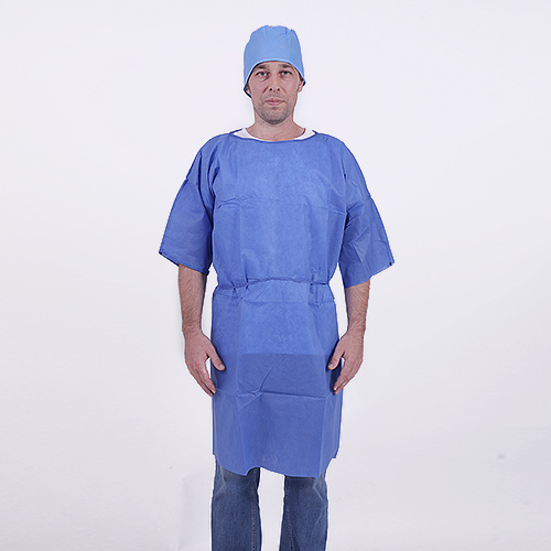 Surgical gown short sleeve hat sms
