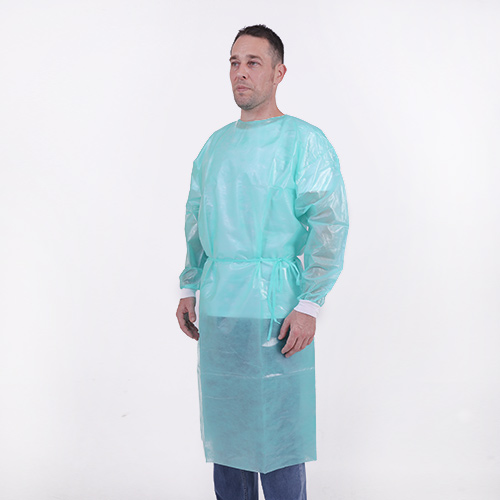 Disposable Isolation Gown with knitted cuff velcro