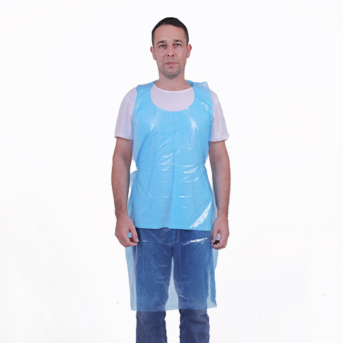 PE apron the head has a round hole tie at waist