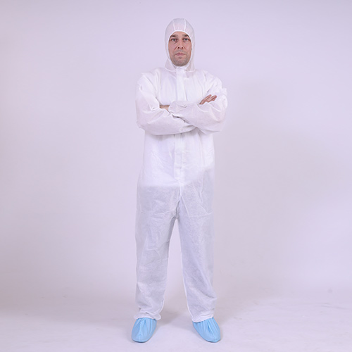 SMS Coverall with hood elastic cuff and elastic ankle