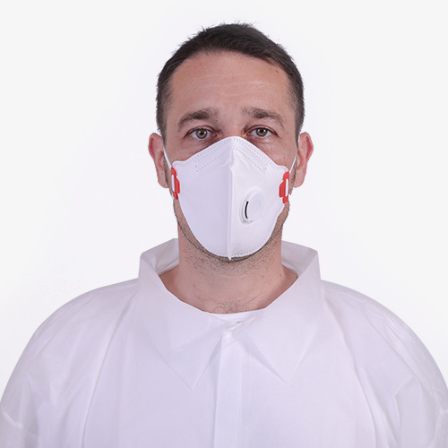 Nonwoven foldable FFP2 mask with valve